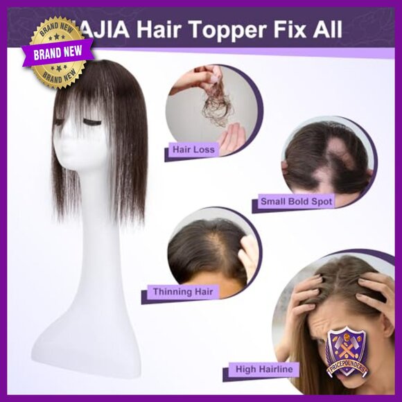 12 Inch Human Hair Topper with Bangs for Thin Hair, 7x12cm Base main image 6